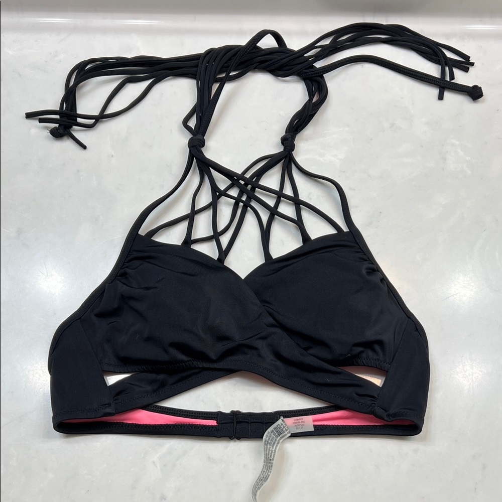 Women's Black Strappy Bikini Top